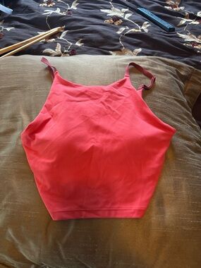 Athleta Coral Pink Cropped Sports Tank with Adjustable Straps